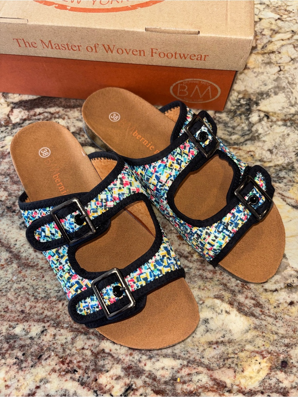bernie mev. Multicolor Tweed Slide Sandals - 🩴 🆕